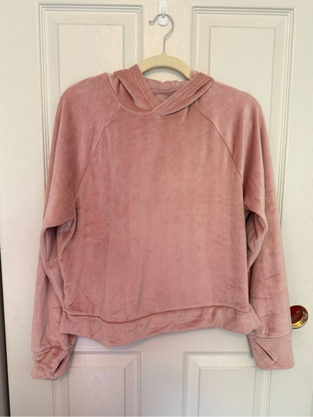 Pink Corduroy Pullover Hoodie